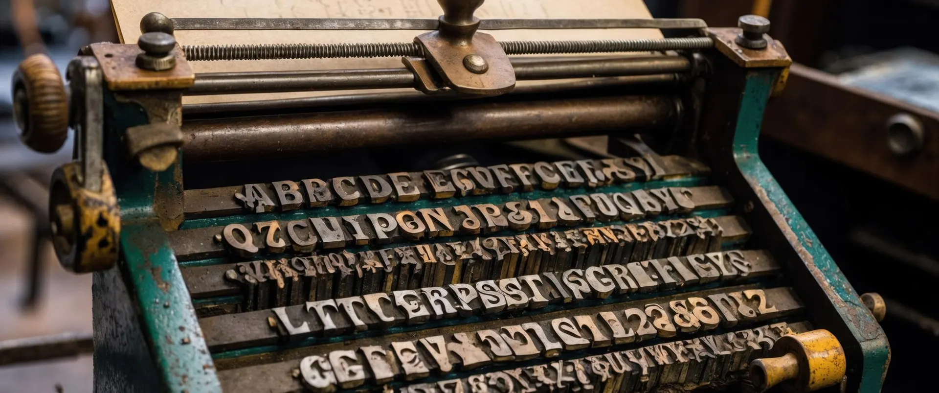 A vintage letterpress with trays of movable type, evoking the slow repetitive manual work that operators expect AI automation to replace